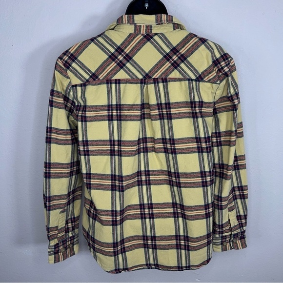 SMALL BUFFALO WOMENS YELLOW PLAID FLANNEL COTTON LONG SLEEVE BUTTON FRONT - Picture 5 of 10